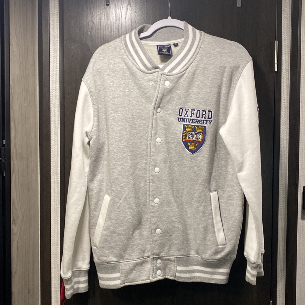 Oxford cotton/poly blend bomber jacket